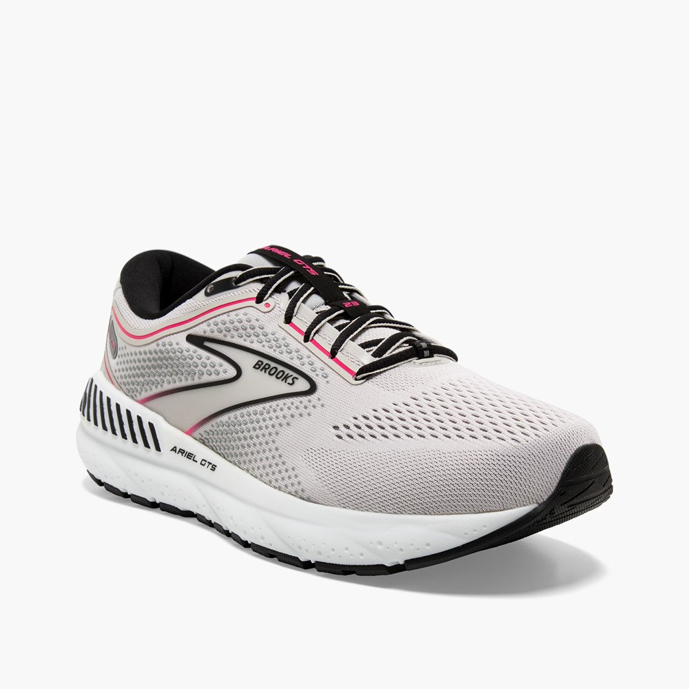 Chaussures Running Route Brooks Ariel GTS 23 Grise Noir Rose Femme | ZRQ-9003905